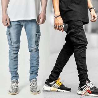 Moderigtige Og Enkle Mænds Multi-pocket Tooling Jeans