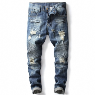 Nostalgiske Motorcykeljeans Små Bukser Med Lige Ben