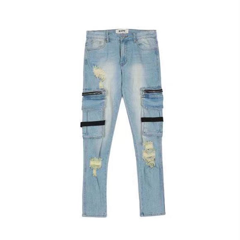 Ødelagte Lynlåsremme Vaskede Distressed Jeans
