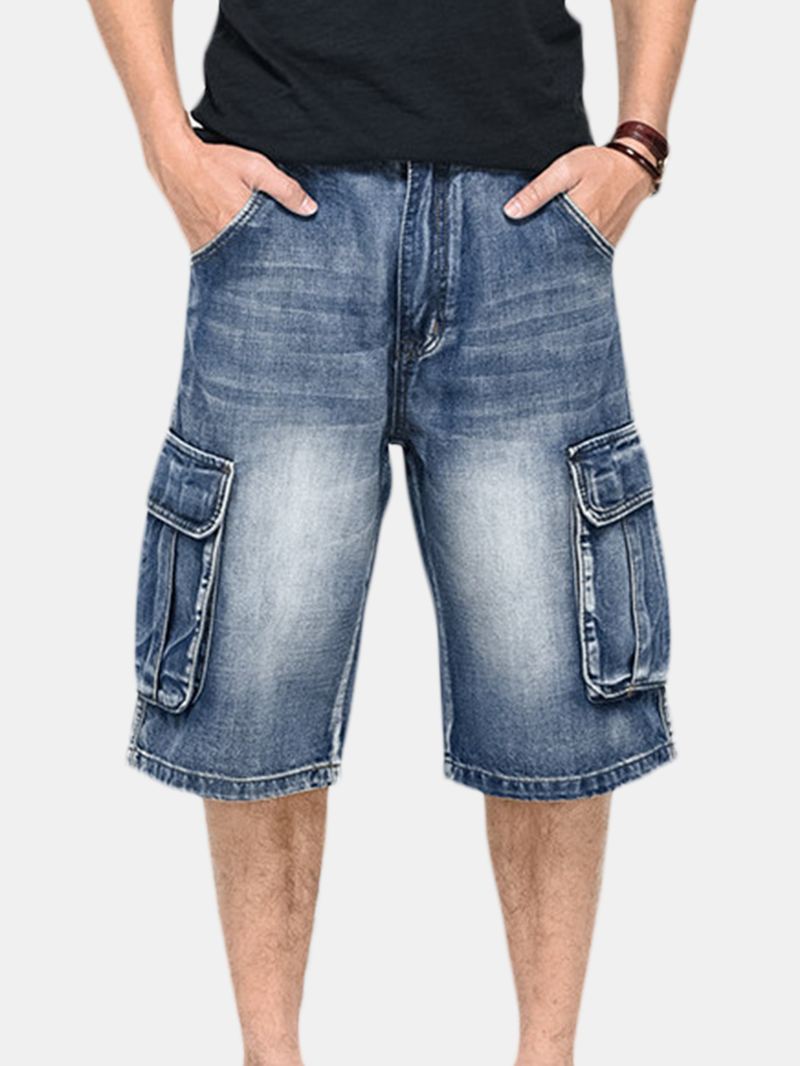 Sommer Herre Store Lommer Jeans Loose Street Skateboard Denimshorts