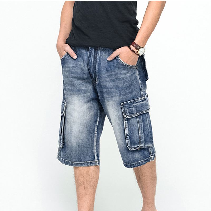 Sommer Herre Store Lommer Jeans Loose Street Skateboard Denimshorts