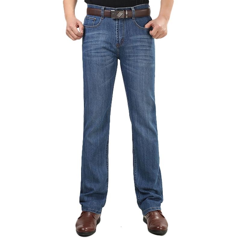 Sommer Tynde Lige Ben Elastik Lange Denimbukser Jeans Til
