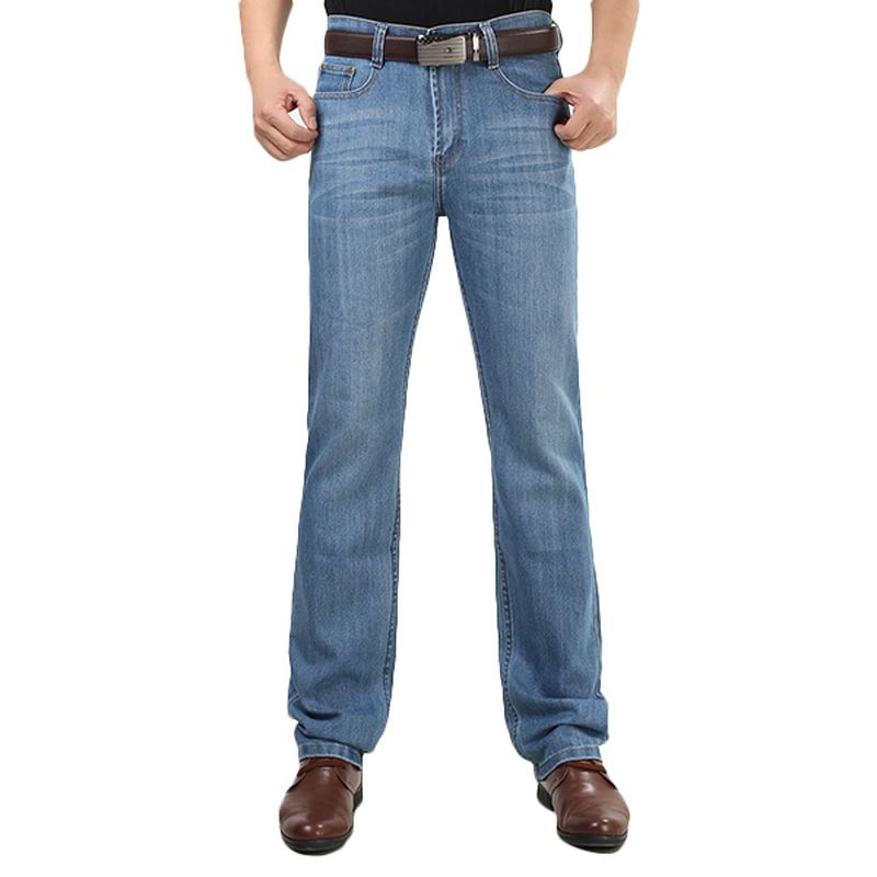 Sommer Tynde Lige Ben Elastik Lange Denimbukser Jeans Til