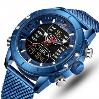 Business Style Led Dual Digital Watch Vandtæt Fuldt Steel Quartz Watch