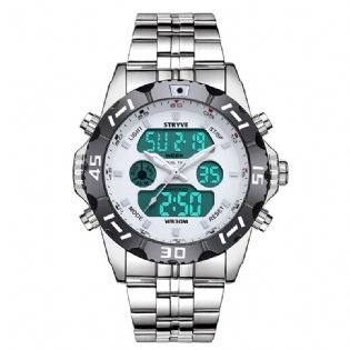 Chronograph Alarm Kalender Rustfrit Stål Sport Dual Display Digital Watch