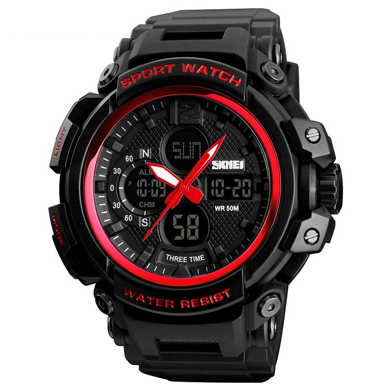 Digital Watch Dual Display Chronograph 3 Time Vandtæt Alarm Digital Quartz Armbåndsur
