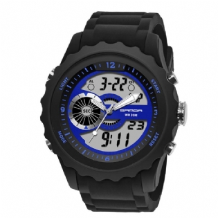 Dual Digital Digital Watch Herre Pu Stopur Lysende Vis Kalender Udendørs Sport Ur