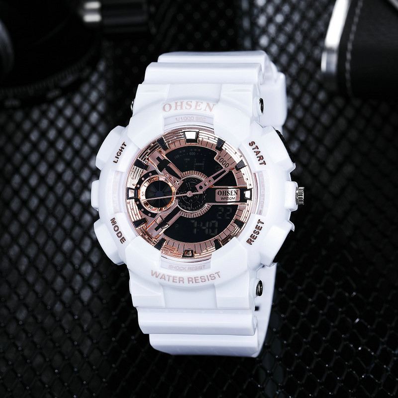 Dual Display Digital Watch Herre Sport Lysende Stopur Alarm Vandtæt Ur