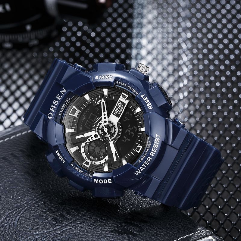 Dual Display Digital Watch Herre Sport Lysende Stopur Alarm Vandtæt Ur