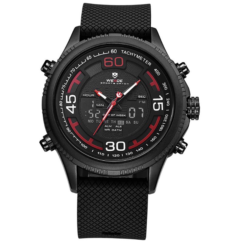 Dual Display Digital Watch Hyggelig Silikone Strap Alarm Kalender Lysende Sport Watch