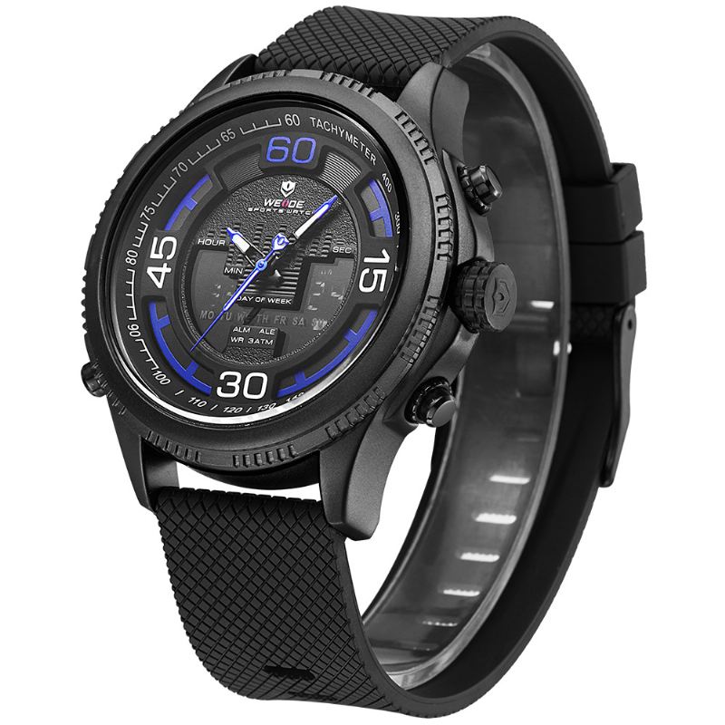 Dual Display Digital Watch Hyggelig Silikone Strap Alarm Kalender Lysende Sport Watch