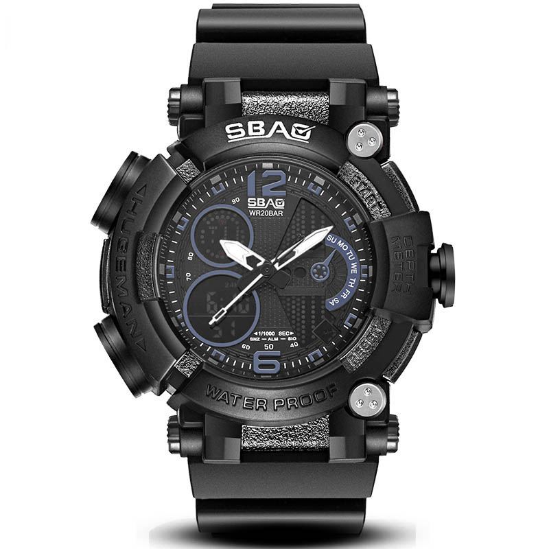 Dual Display Digital Watch Lysende Display Alarm Kalender Stopur Sport Watch