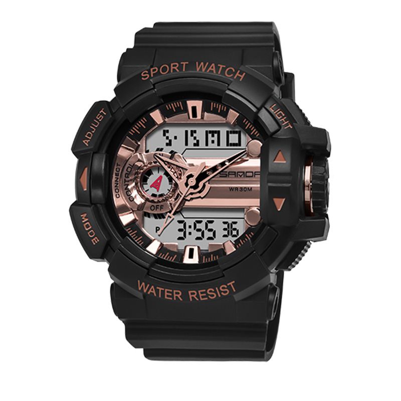 Lysende Display Candar Stopur Herre Mode Sport Watch Dual Display Digital Watch