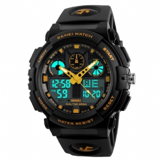 Mænd Sport Chorongraph 50m Vandtæt Lysende Dual Display Digital Watch