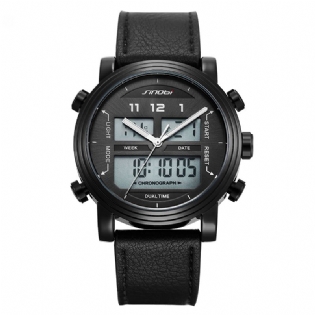 Mode Læderrem Lysende Display Alarm Dual Display Digital Watch