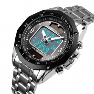 Mode Mænd Digital Quartz Watch 3atm Vandtæt Lysende Display Dual Display Watch