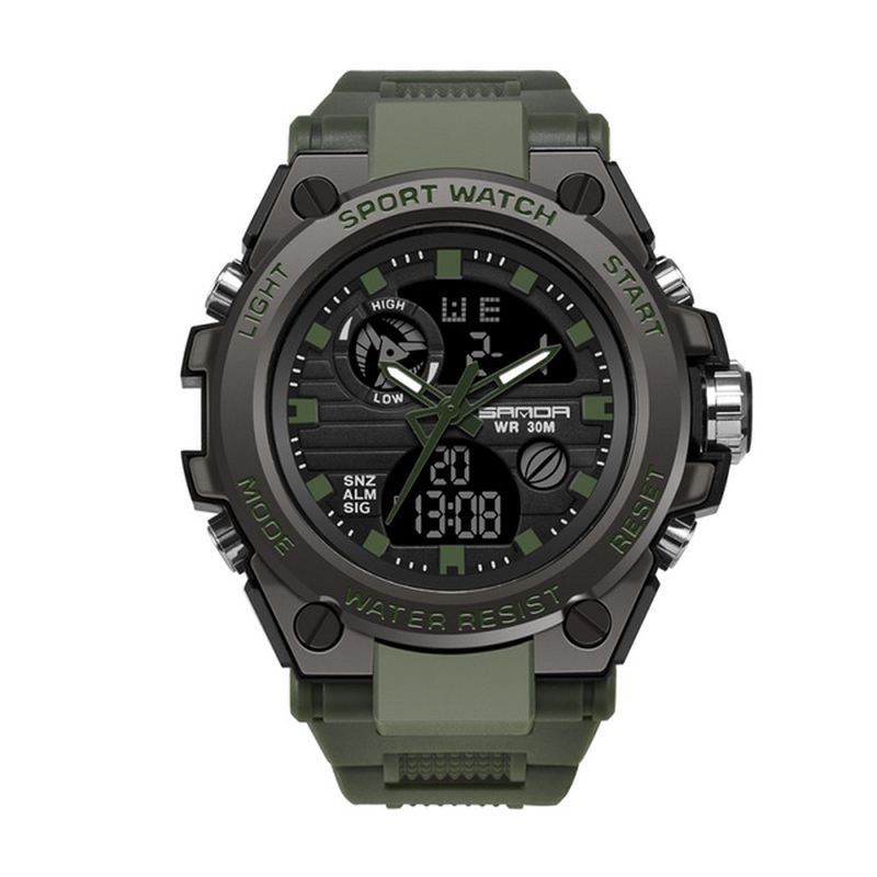 Multifunktion Udendørs Dual Display Watch Kalender Led Display Sport Herre Digital Watch