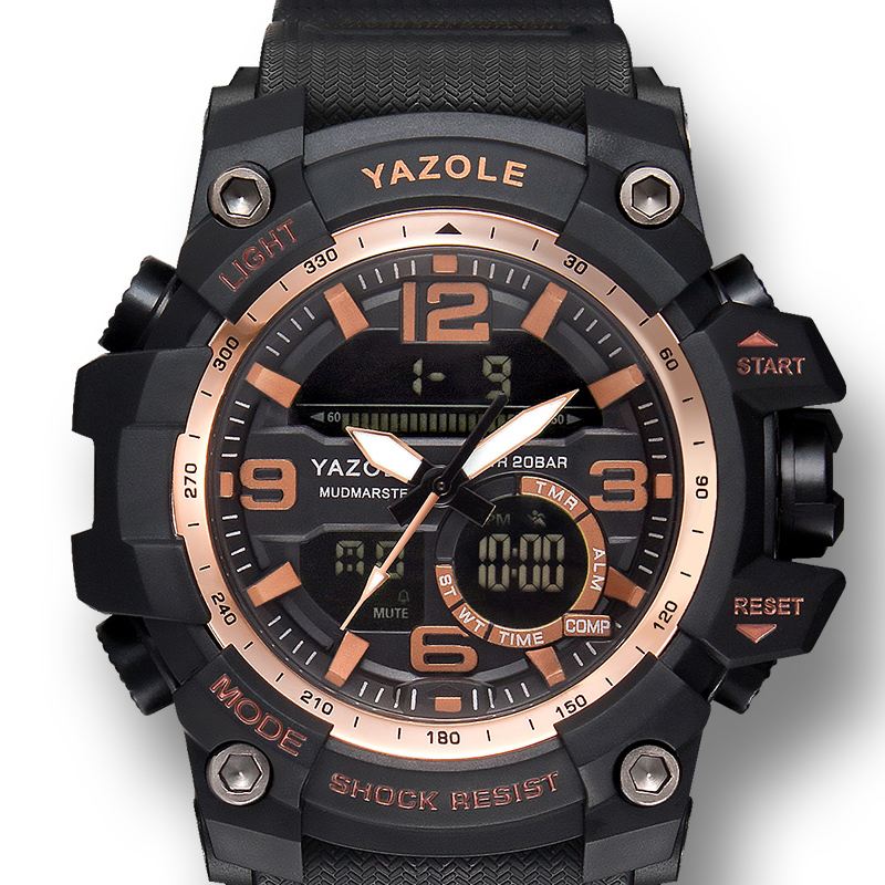Sport Stopur Timing Kalender Uge Lysende Dual Display Digital Watch