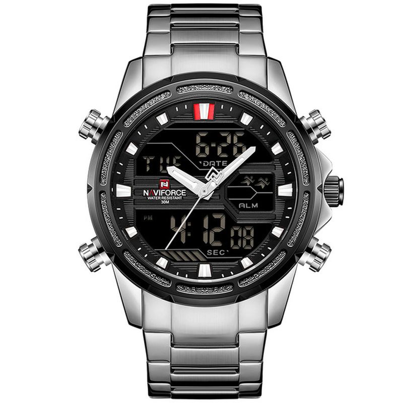 Vandtæt Led Dual Digital Watch Armbåndsur I Militær Stil Til Mænd