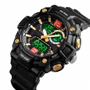 Vandtæt Lysende 3 Gange Multifunktions Baglys Dual Display Herre Watch Digital Watch
