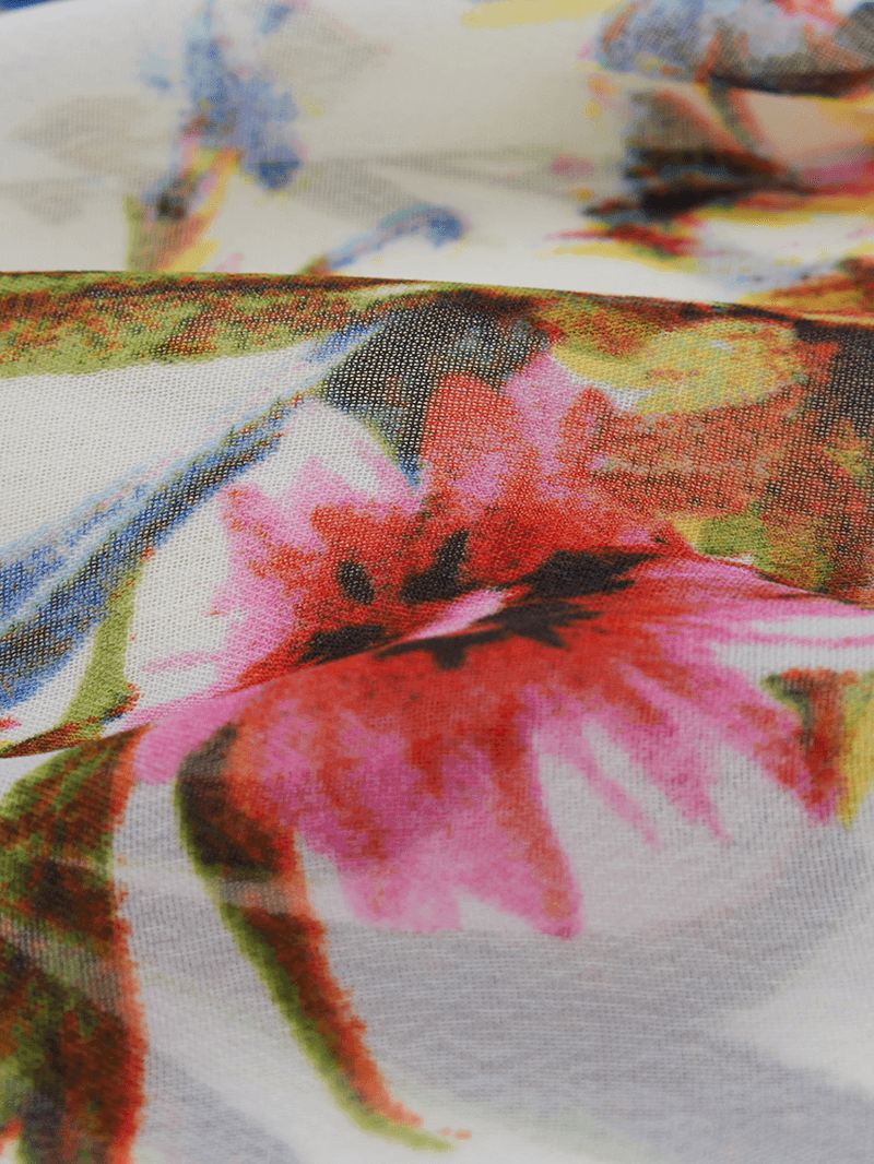 Bohemian Kvinder Floral Chiffon Bikini Smock Sheer Cardigan