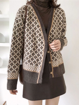 Kvinder Aryclic Knitted Button Down Up Retro Cardigan