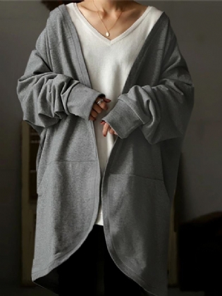 Kvinder Beskåret Strikket Pure Color Casual Retro Daily V-hals Big Pocket Cardigan