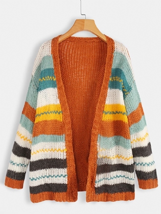 Kvinder Casual Stribet Farve-blok Sweater Cardigans