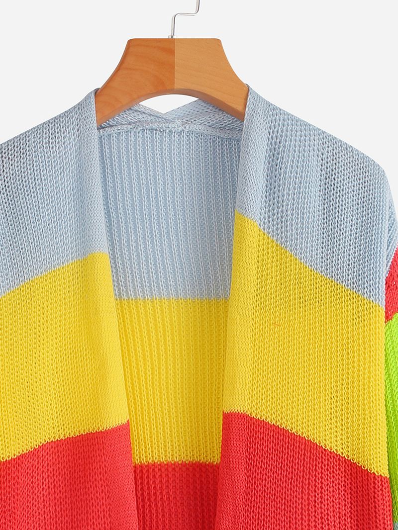 Kvinder Regnbueprint Langærmede Casual Cardigans