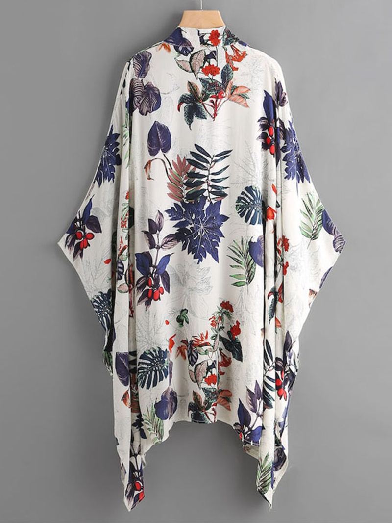 Kvinder Sommer Blomsterprint Løs Langærmet Uregelmæssig Hem Cardigans