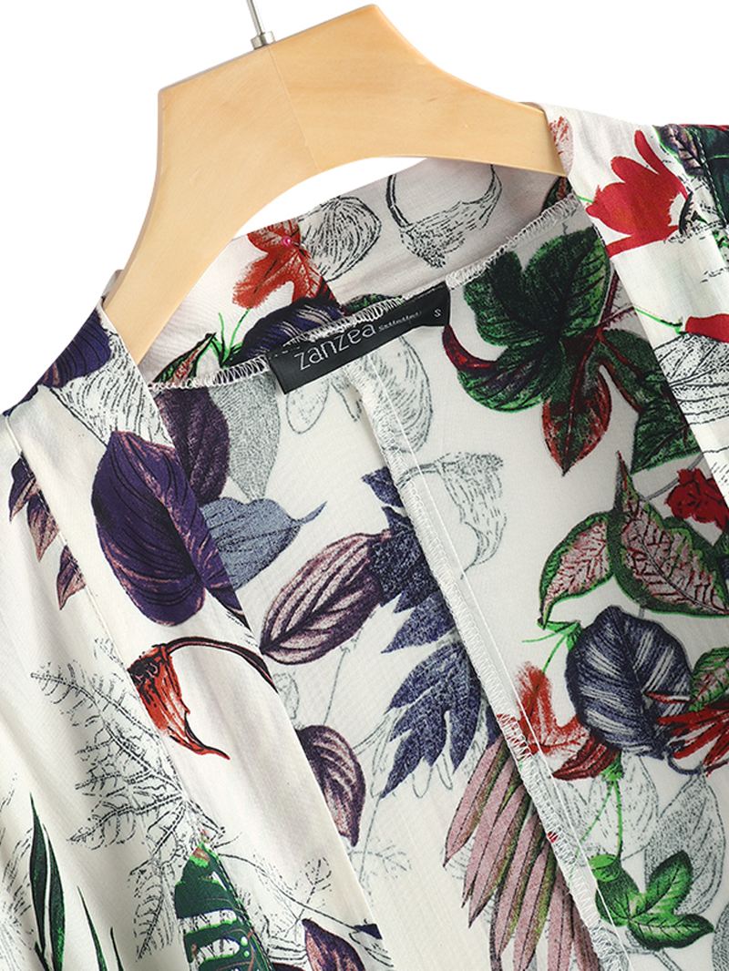 Kvinder Sommer Blomsterprint Løs Langærmet Uregelmæssig Hem Cardigans