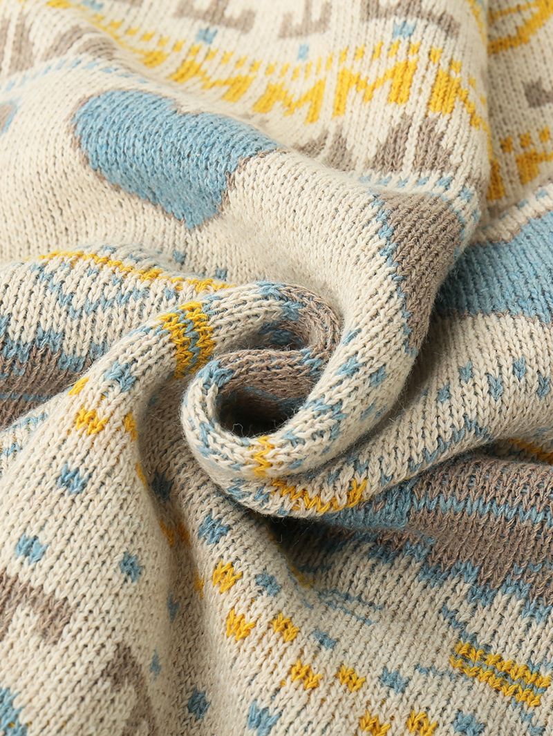 Kvinder Vintage Fuld Printmønster Langærmet Cardigan Med Lomme