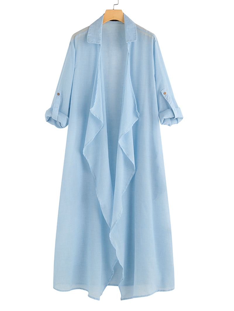 Pure Color Turn-down Krave Uregelmæssig Hem Casual Cardigans