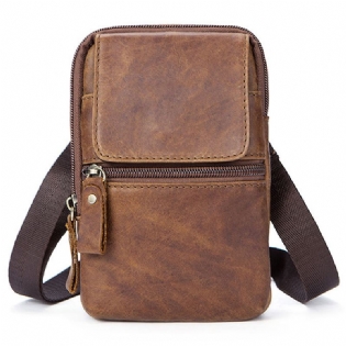 Ægte Læder Casual Vintage Single Shoulder Crossboby-taske Til Mænd