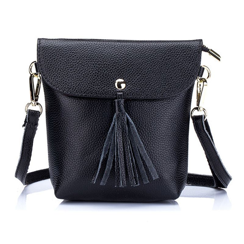 Ægte Læder Kvast Mini Skuldertasker Vintage Hasp Crossbody Tasker 5.5 Tommer Telefontasker