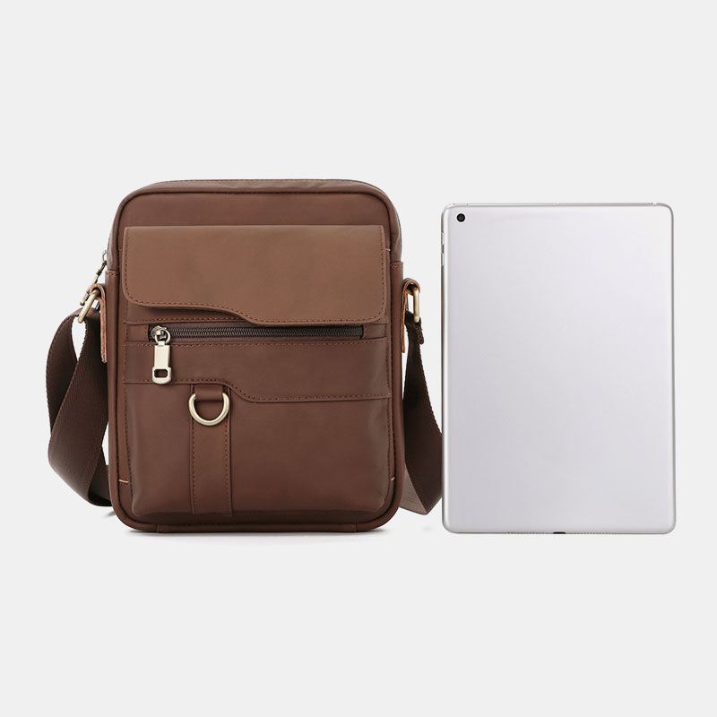 Ægte Læder Til Mænd Stor Kapacitet Vintage Afslappet 6.5 Tommer Telefontaske Crossbody-taske Skuldertaske Messenger Briefcase