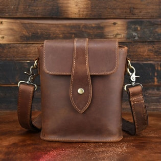 Ægte Læder Vintage Skuldertaske Til Mænd Crossbody Taske