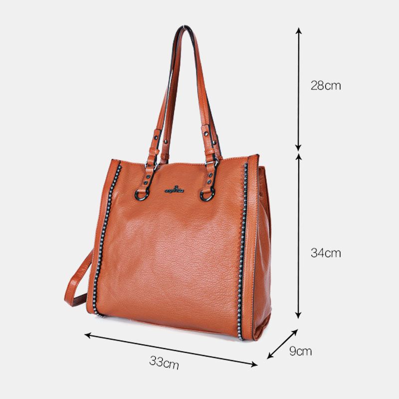 Angel Kiss Kvinder Pu-læder Vintage Stor Kapacitet 13.3 Tommer Bærbar Taske Multi-carry Crossbody-taske Skuldertaske Tote
