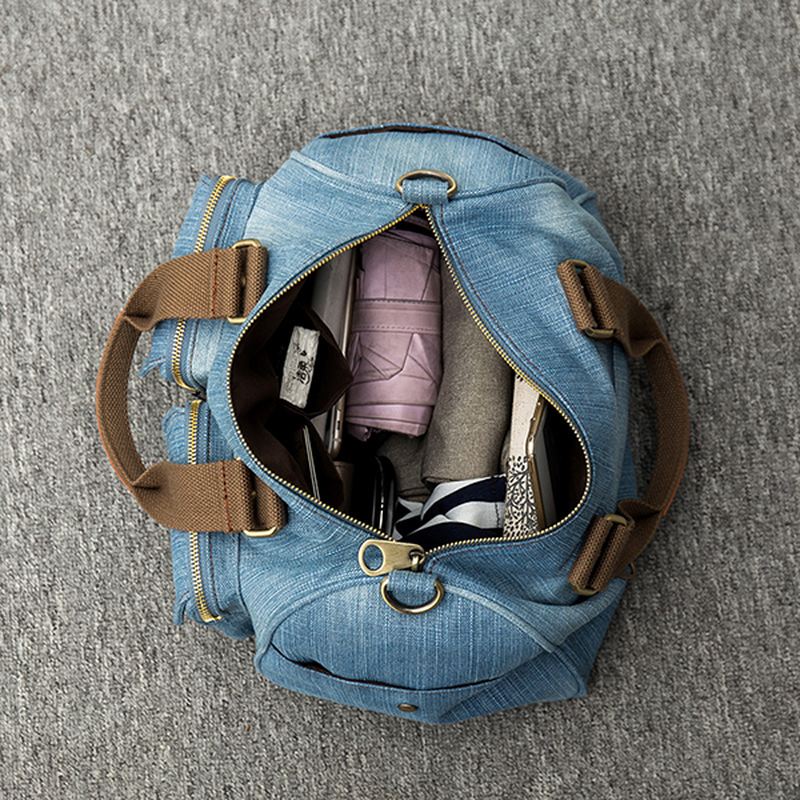Kvinder Denim Rejser Håndtaske Med Stor Kapacitet Casual Crossbody Taske