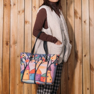 Kvinder Farverig Diy Lammehår Taske Tote Bag Skuldertaske