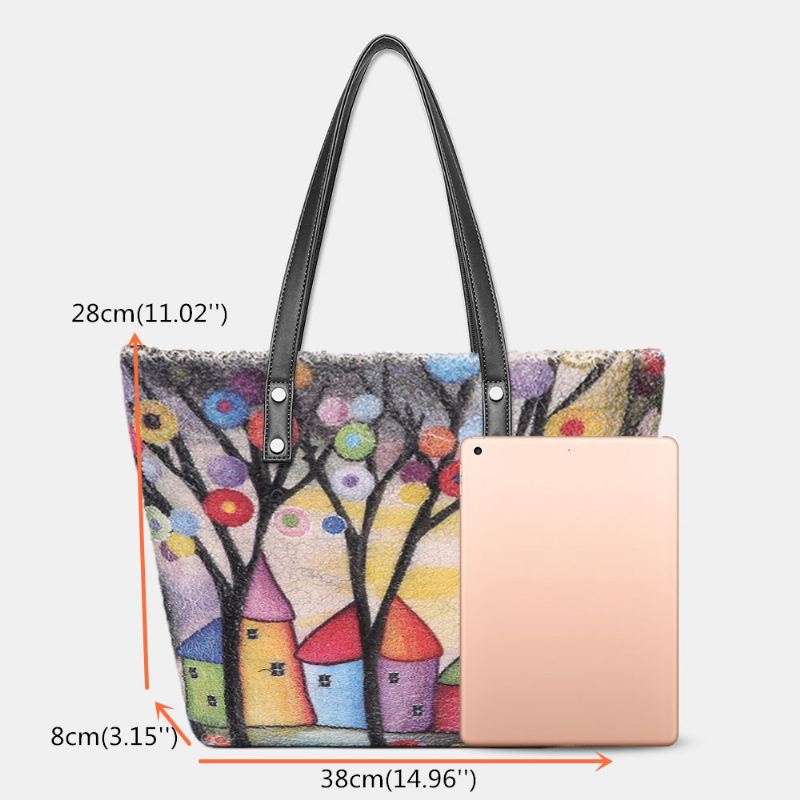 Kvinder Farverig Diy Lammehår Taske Tote Bag Skuldertaske