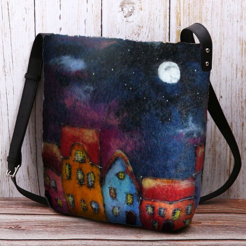 Kvinder Farverig Taske Diy Lammehår Crossbody Taske Skuldertaske