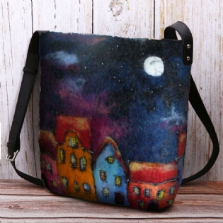 Kvinder Farverig Taske Diy Lammehår Crossbody Taske Skuldertaske