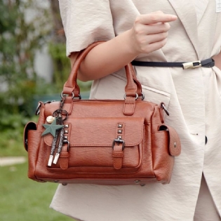 Kvinder Femtakkede Stjernevedhæng Large Capacoty Crossbody-taske Multi-lomme Blødt Læder Skuldertaske Håndtaske