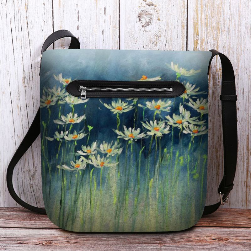 Kvinder Filt Blomster Mønster Prints Crossbody Taske Skuldertaske