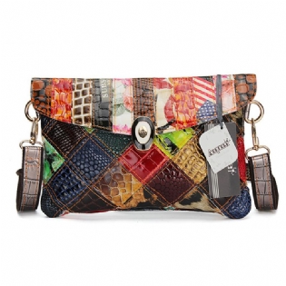 Kvinder Kontrastfarve Skuldertasker Dame Vintage Crossbody Tasker Elegante Messenger Tasker