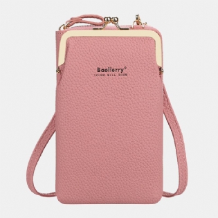 Kvinder Litchi-mønster 6 Kortpladser 6.5 Tommer Telefontaske Crossbody-taske