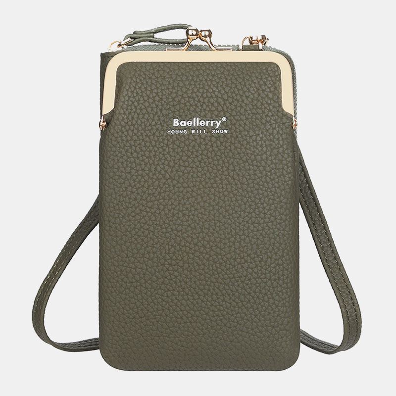 Kvinder Litchi-mønster 6 Kortpladser 6.5 Tommer Telefontaske Crossbody-taske