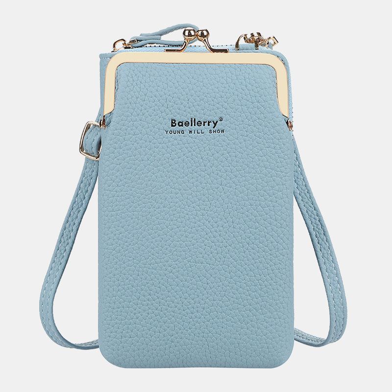 Kvinder Litchi-mønster 6 Kortpladser 6.5 Tommer Telefontaske Crossbody-taske