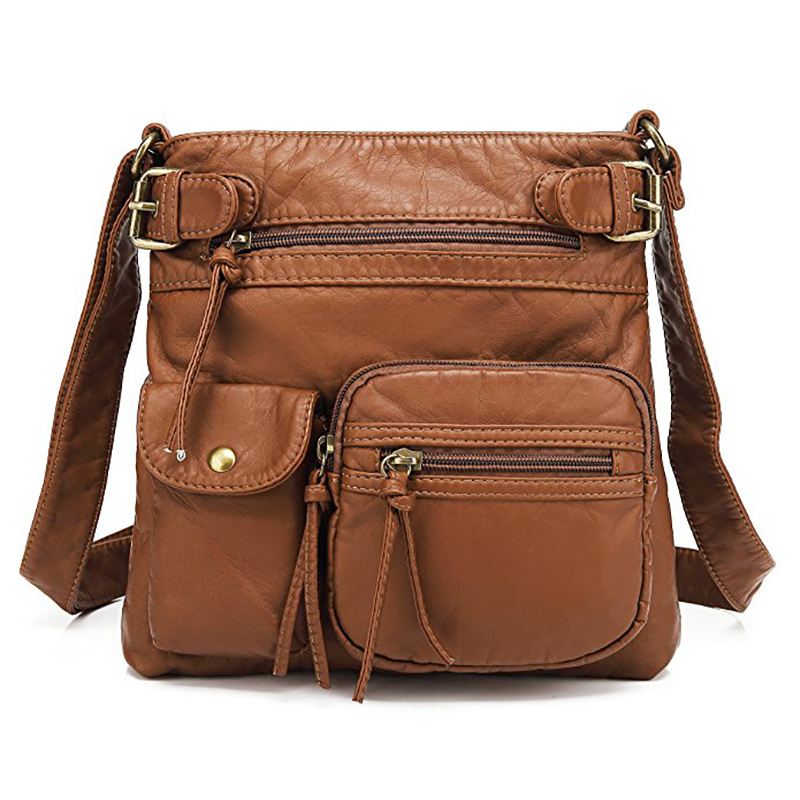 Kvinder Multi-pocket Casual Pu Læder Crossbody Taske